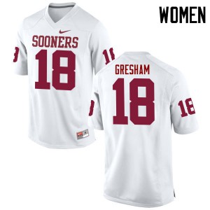 Women Oklahoma Sooners #18 Jermaine Gresham White Game Embroidery Jersey 675241-389