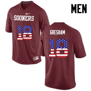 Men OU Sooners #18 Jermaine Gresham Crimson USA Flag Fashion Player Jersey 673897-737