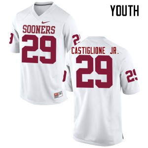 Youth Sooners #29 Joe Castiglione Jr. White Game College Jersey 111557-701