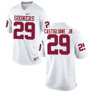 Men's Sooners #29 Joe Castiglione Jr. White Game University Jersey 465414-887
