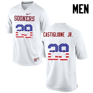 Men's OU #29 Joe Castiglione Jr. White USA Flag Fashion High School Jerseys 790606-740