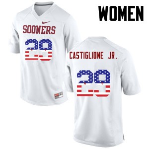 Womens Oklahoma #29 Joe Castiglione Jr. White USA Flag Fashion Player Jerseys 701103-850