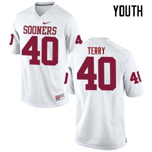 Youth OU Sooners #40 Jon-Michael Terry White Game Player Jersey 884588-192