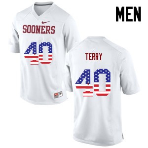 Men's Oklahoma Sooners #40 Jon-Michael Terry White USA Flag Fashion Embroidery Jersey 293114-492