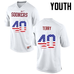 Youth OU #40 Jon-Michael Terry White USA Flag Fashion Official Jerseys 414032-814