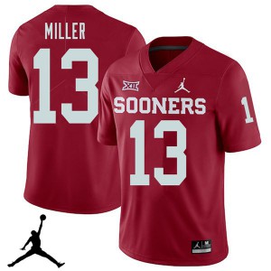 Men's OU Sooners #13 A.D. Miller Crimson Jordan Brand 2018 NCAA Jersey 939912-131