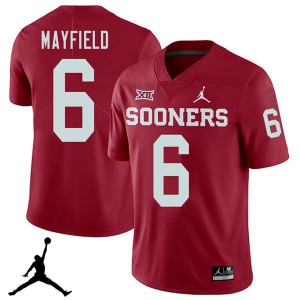 Men's OU Sooners #6 Baker Mayfield Crimson Jordan Brand 2018 University Jersey 610356-338