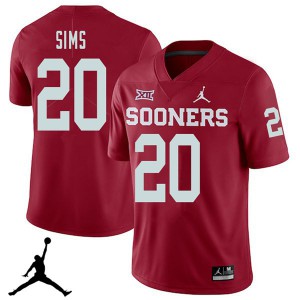 Men's OU Sooners #20 Billy Sims Crimson Jordan Brand 2018 Embroidery Jerseys 402130-439
