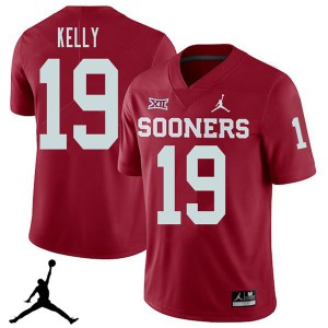 Men Oklahoma Sooners #19 Caleb Kelly Crimson Jordan Brand 2018 NCAA Jersey 662339-125