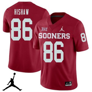 Men's OU #86 Carlos Hishaw Crimson Jordan Brand 2018 NCAA Jerseys 255978-594