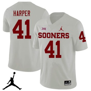 Mens Sooners #41 Casey Harper White Jordan Brand 2018 NCAA Jerseys 164707-873