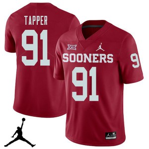 Men Oklahoma #91 Charles Tapper Crimson Jordan Brand 2018 Stitched Jerseys 808311-778