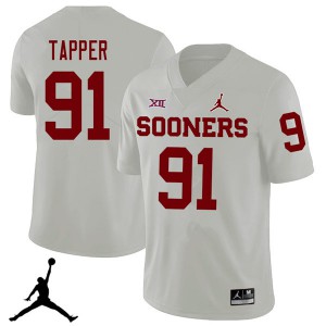 Men's OU Sooners #91 Charles Tapper White Jordan Brand 2018 Official Jersey 782571-849