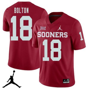 Mens Oklahoma #18 Curtis Bolton Crimson Jordan Brand 2018 University Jerseys 749258-212