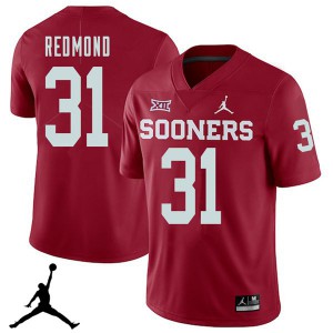 Men's OU Sooners #31 Jalen Redmond Crimson Jordan Brand 2018 Stitched Jerseys 837100-674