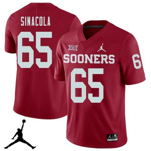 Men's OU Sooners #65 Mario Sinacola Crimson Jordan Brand 2018 University Jerseys 593140-824