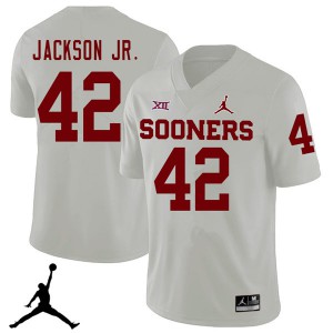 Mens Oklahoma Sooners #42 Mark Jackson Jr. White Jordan Brand 2018 Football Jersey 889442-424