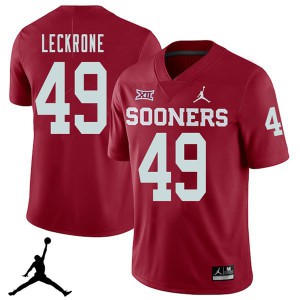 Mens Oklahoma #49 Matthew Leckrone Crimson Jordan Brand 2018 Player Jerseys 939546-929