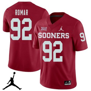Mens Sooners #92 Matthew Romar Crimson Jordan Brand 2018 NCAA Jersey 425772-603