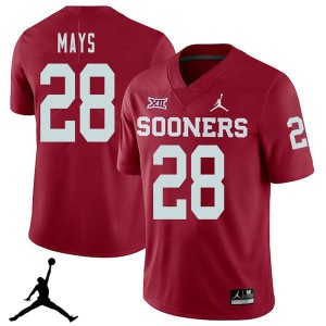 Men's OU Sooners #28 Michael Mays Crimson Jordan Brand 2018 University Jersey 739349-508