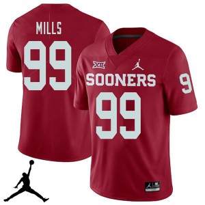 Men OU Sooners #99 Nick Mills Crimson Jordan Brand 2018 Player Jerseys 795451-279