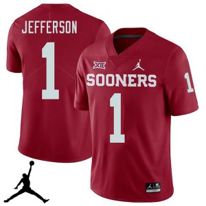 Mens Sooners #1 Tony Jefferson Crimson Jordan Brand 2018 Stitch Jersey 178826-339