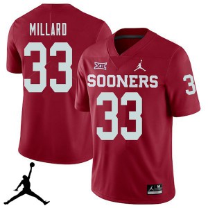 Mens Sooners #33 Trey Millard Crimson Jordan Brand 2018 NCAA Jerseys 404423-120