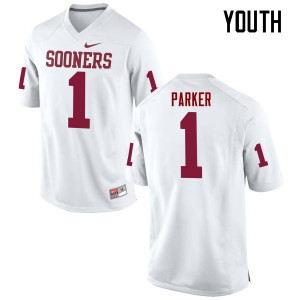 Youth Sooners #1 Jordan Parker White Game Football Jerseys 103581-268