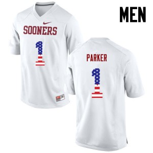 Mens OU Sooners #1 Jordan Parker White USA Flag Fashion Official Jerseys 209922-314