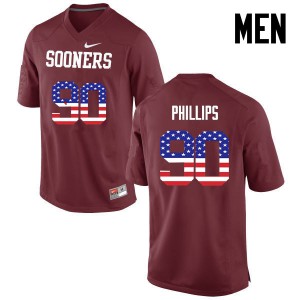 Men's Oklahoma #90 Jordan Phillips Crimson USA Flag Fashion Stitch Jerseys 567466-607
