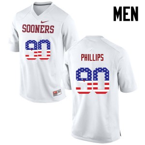 Men's OU Sooners #90 Jordan Phillips White USA Flag Fashion Football Jerseys 983198-177