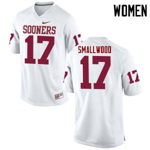 Women's Oklahoma Sooners #17 Jordan Smallwood White Game Embroidery Jersey 918782-608