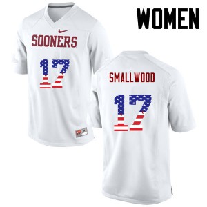 Women Oklahoma Sooners #17 Jordan Smallwood White USA Flag Fashion Football Jerseys 759379-759