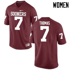 Womens Sooners #7 Jordan Thomas Crimson Game College Jersey 240593-618