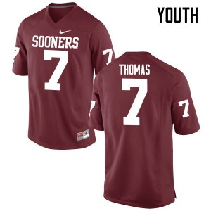 Youth Oklahoma Sooners #7 Jordan Thomas Crimson Game Embroidery Jerseys 399093-398