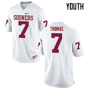 Youth Sooners #7 Jordan Thomas White Game Football Jerseys 508359-167