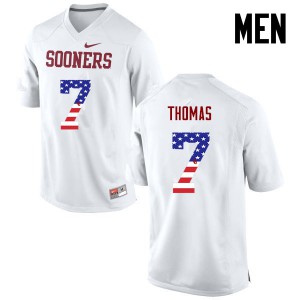Men's Oklahoma Sooners #7 Jordan Thomas White USA Flag Fashion University Jerseys 947462-931