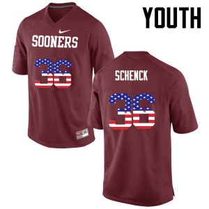 Youth Sooners #36 Josh Schenck Crimson USA Flag Fashion University Jersey 537226-512