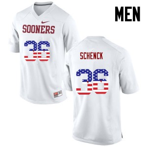 Men's Oklahoma Sooners #36 Josh Schenck White USA Flag Fashion Embroidery Jersey 289054-526