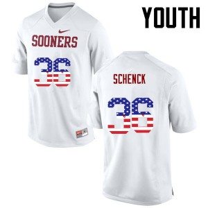 Youth Sooners #36 Josh Schenck White USA Flag Fashion Football Jersey 976317-232
