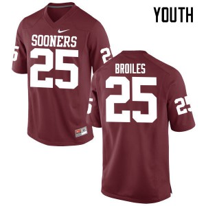 Youth Oklahoma Sooners #25 Justin Broiles Crimson Game Player Jersey 263497-857