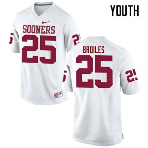 Youth Oklahoma Sooners #25 Justin Broiles White Game High School Jerseys 206665-228