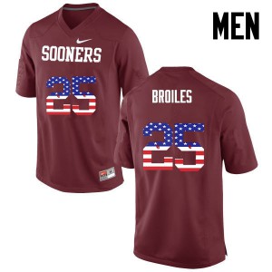 Mens OU Sooners #25 Justin Broiles Crimson USA Flag Fashion College Jersey 834715-977