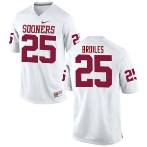 Mens Oklahoma Sooners #25 Justin Broiles White Game Embroidery Jerseys 545712-799
