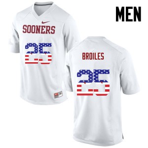 Men's Sooners #25 Justin Broiles White USA Flag Fashion Official Jersey 853704-623