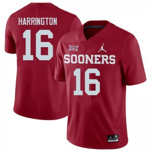 Men's Oklahoma Sooners #16 Justin Harrington Crimson Embroidery Jerseys 582492-110