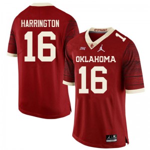 Men's Oklahoma #16 Justin Harrington Retro Red Throwback Stitch Jersey 567875-563