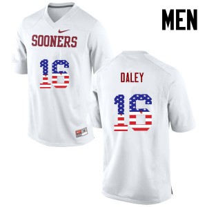 Mens OU Sooners #16 KJakyre Daley White USA Flag Fashion Official Jersey 297817-290