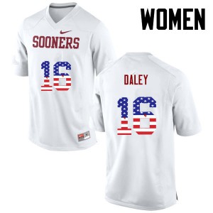 Women's Oklahoma Sooners #16 KJakyre Daley White USA Flag Fashion Football Jersey 582397-189