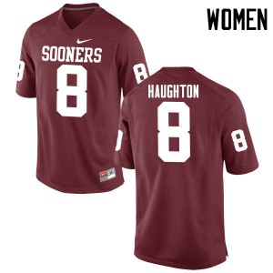 Womens Sooners #8 Kahlil Haughton Crimson Game Official Jersey 601754-213